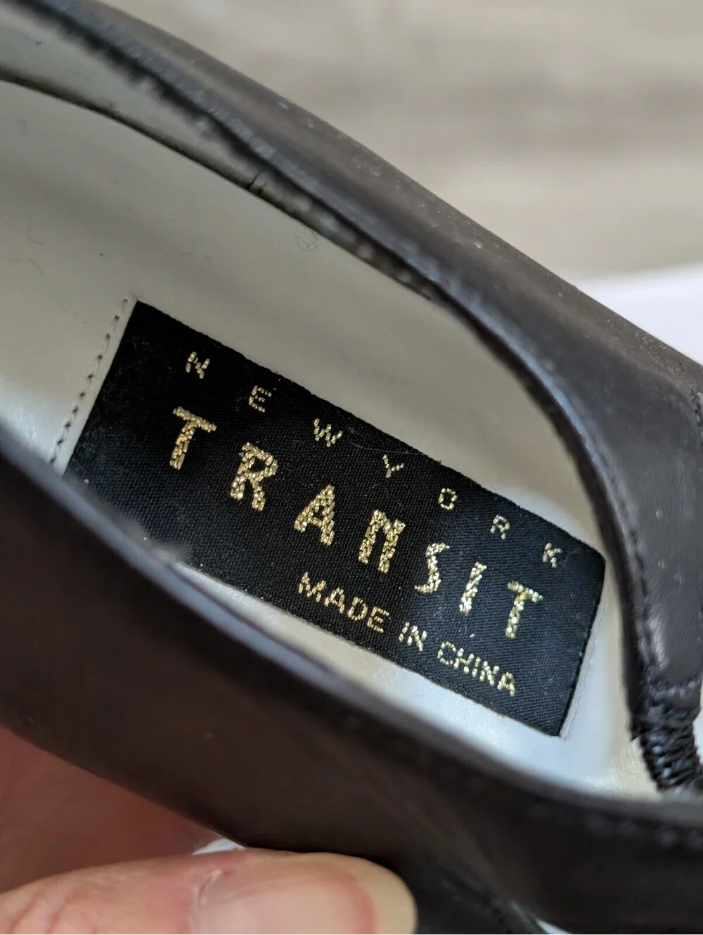 New York Transit Black Leather Flats, Size 6M